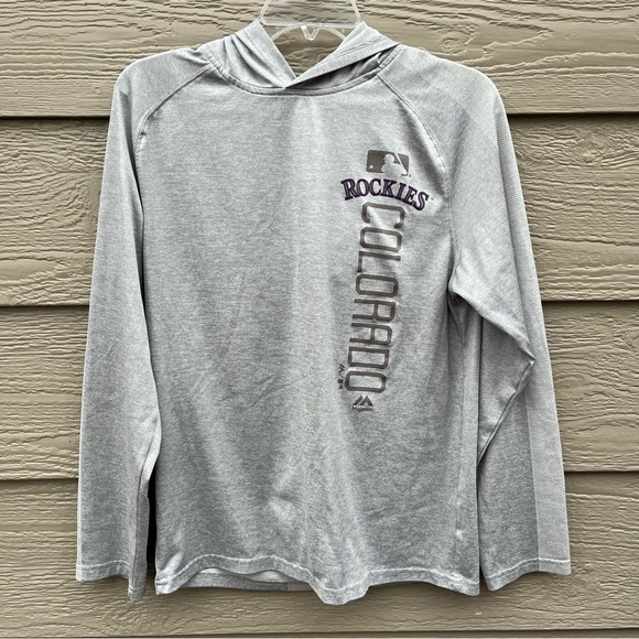 Majestic Tops - Colorado Rockies Majestic Authentic Collection Women‎ Hoodie Medium Lightweight